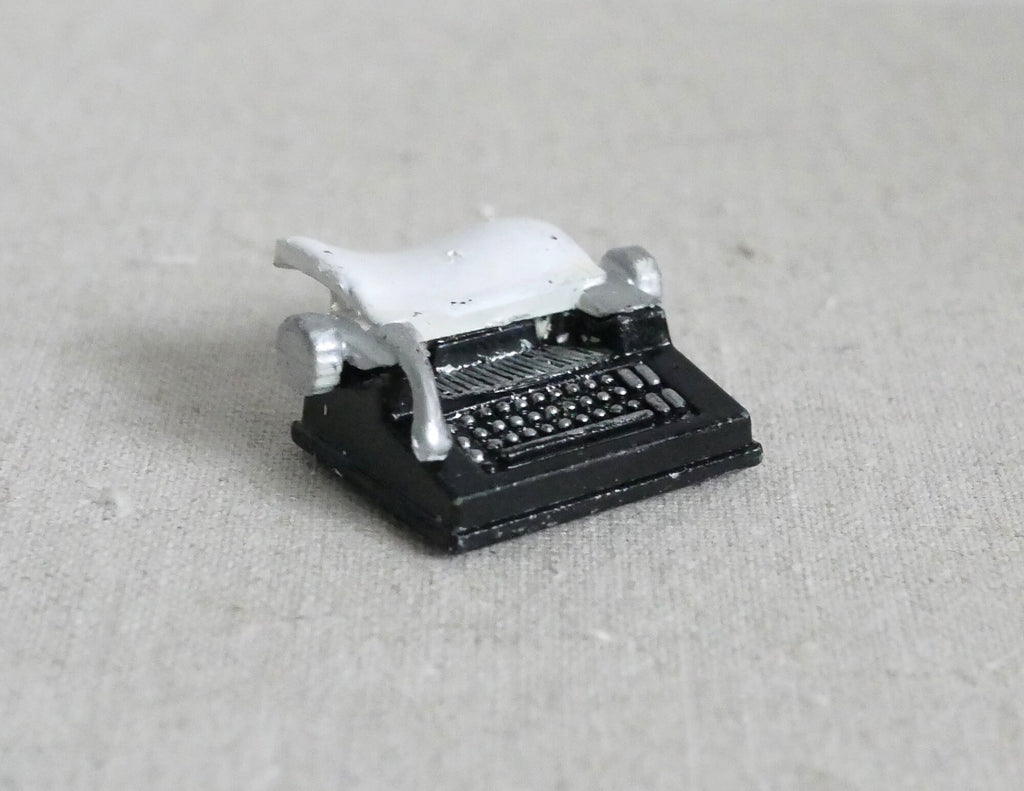 1:12 Scale Miniature Typewriter with Paper Sheet, 1-5/16 inch long, DIY Dollhouse Supply (black)