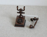 Miniature  rotary dial telephone doll house metal phone 1 12th scale miniature -E064