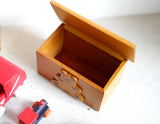 1:12 Dollhouse child toy decoration miniature large size wooden bear toy box with swing open top rectangular toy box - I008