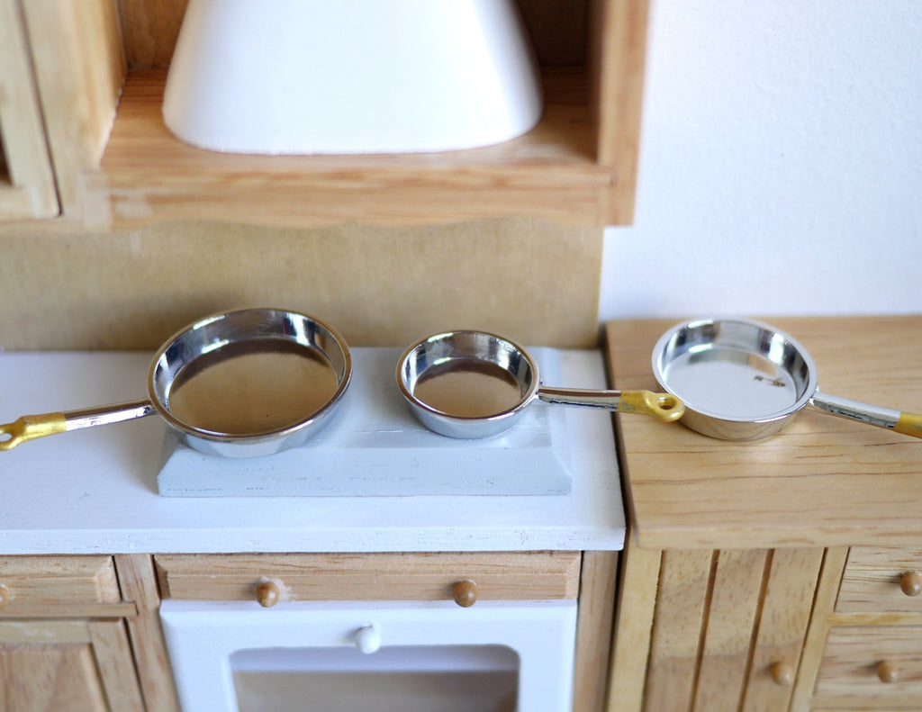 Dollhouse cooking pan cookware set dolls house 3-piece 1 12 miniature E037