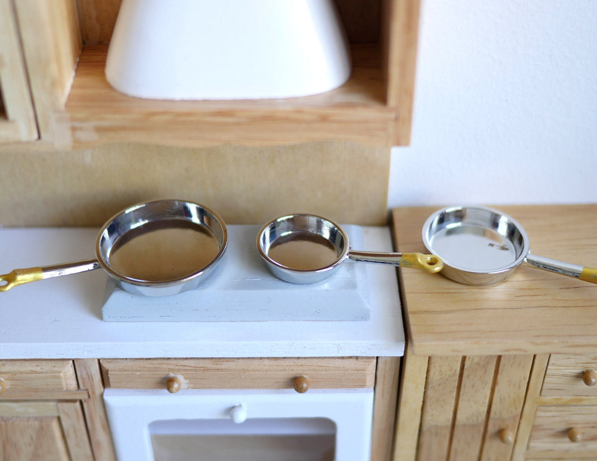 Dollhouse cooking pan cookware set dolls house 3-piece 1 12 miniature E037