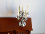 Miniature Candelabra 1:12 Scale Dollhouse Metal Candle Holder 2-3/8 inch tall (silver) - C082
