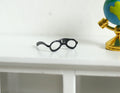 1:12 Scale Miniature Metal Eyeglasses, 9/16 inch wide, DIY Dollhouse Supply (black)