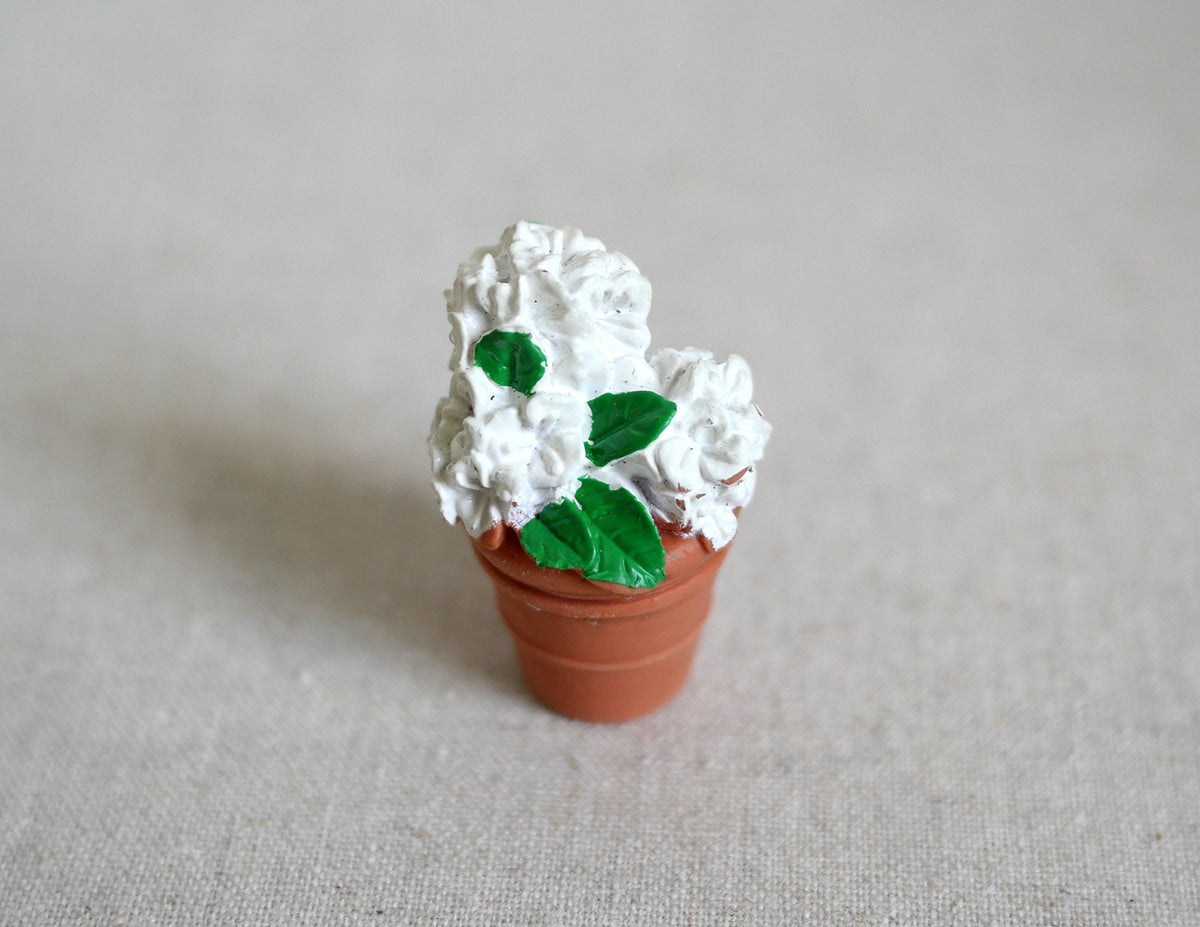 1:12 Scale Miniature Potted White Rose Plant, Terracotta Pot, 1-1/2 inch tall, DIY Dollhouse Supply