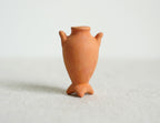 1:12 scale miniature terracotta clay amphora planter with two handles and feet, shown on a white surface