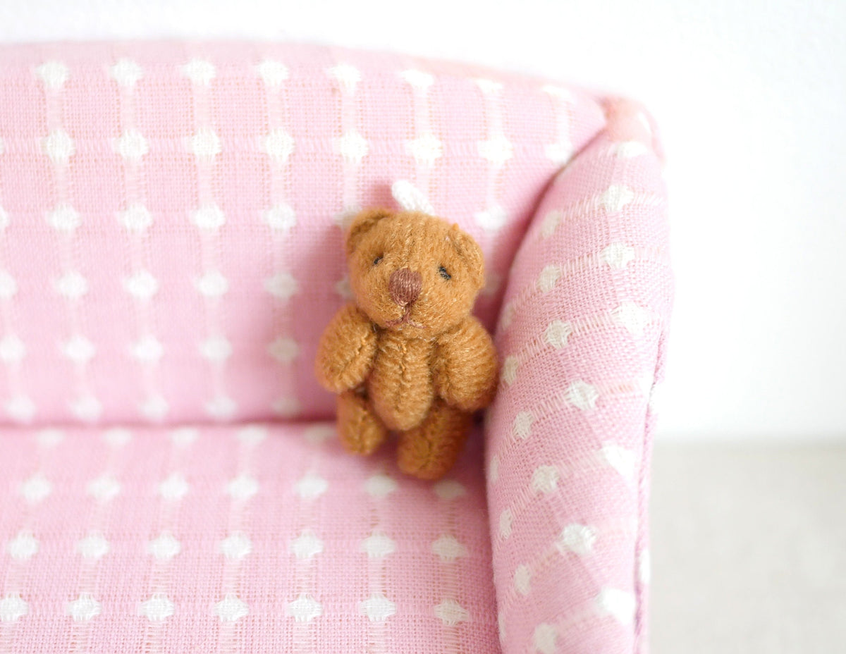 1:12 Scale Miniature Teddy Bear, 1-9/16 inch tall, DIY Dollhouse Supply (brown)