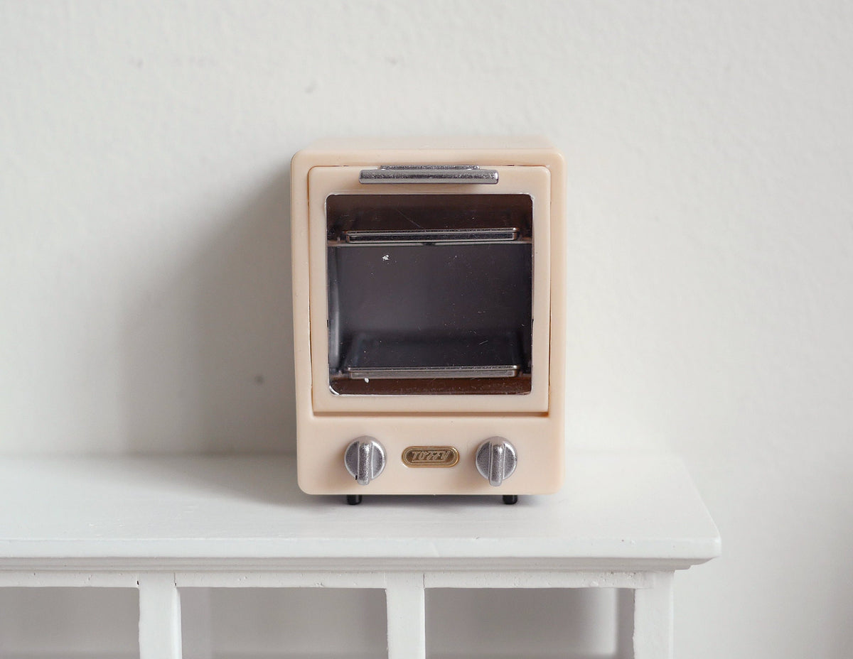1:12 Scale Miniature Toaster Oven with Clear Door, Rack and Tray, 1-7/16 inch wide, DIY Dollhouse Supply (pink)