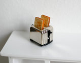 1:12 Dollhouse Supplies kitchen appliance miniature toaster set with 2 slices of bread (metal) - C102