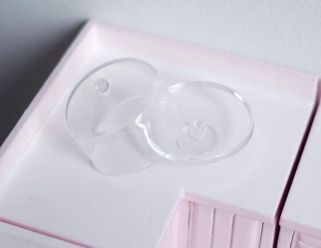 1:12 Scale Miniature Clear Cake Stand with Dome Cover, 1-1/4 inch dia., DIY Dollhouse Supply