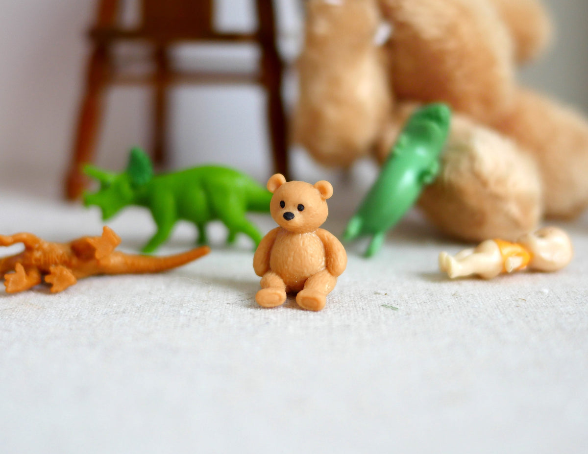 1:12 Scale Miniature Teddy Bear, Extra Small, 11/16 inch tall, DIY Dollhouse Supply