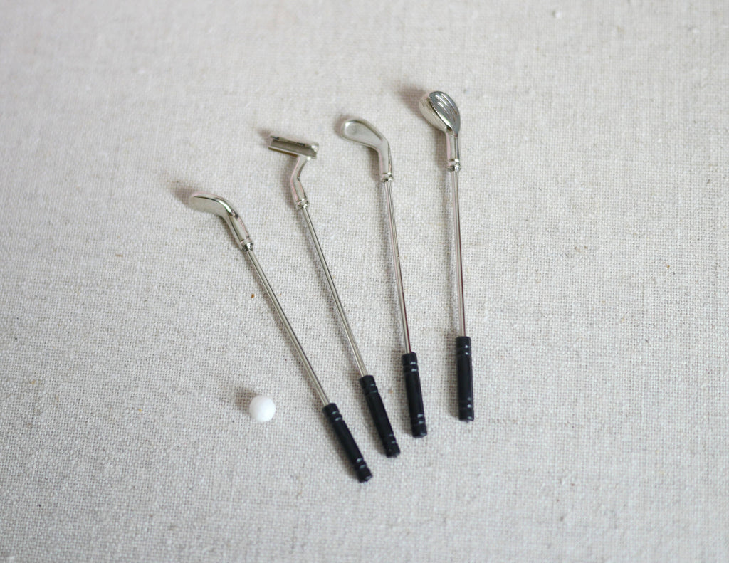 1:12 Scale Miniature Golf Clubs with Ball, Set of 5, 2-7/16 inch long, DIY Dollhouse Supply