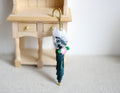 1:12 Scale Miniature Lace Trim Umbrella, Floral Print, Closed, 3-3/8 inch long, DIY Dollhouse Supply (dark green)