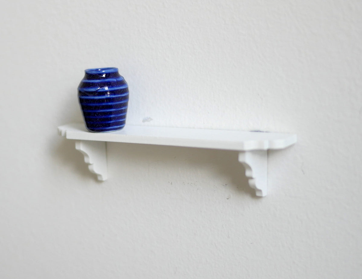 1:12 Scale Miniature Wall Shelf with Scroll Brackets, 4-1/8 inch long, DIY Dollhouse Supply (wood) (white)