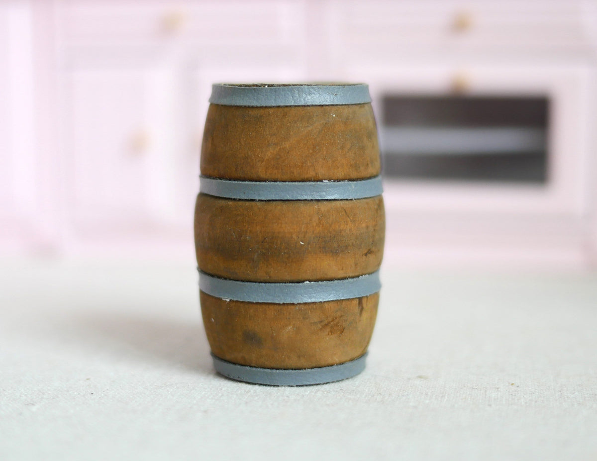 1:12 Scale Miniature Wood Wine Barrel, 1-15/16 inch tall, DIY Dollhouse Supply