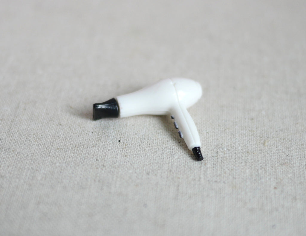 1:12 Scale Miniature Hair Dryer, 1 inch long, DIY Dollhouse Supply (white and black)