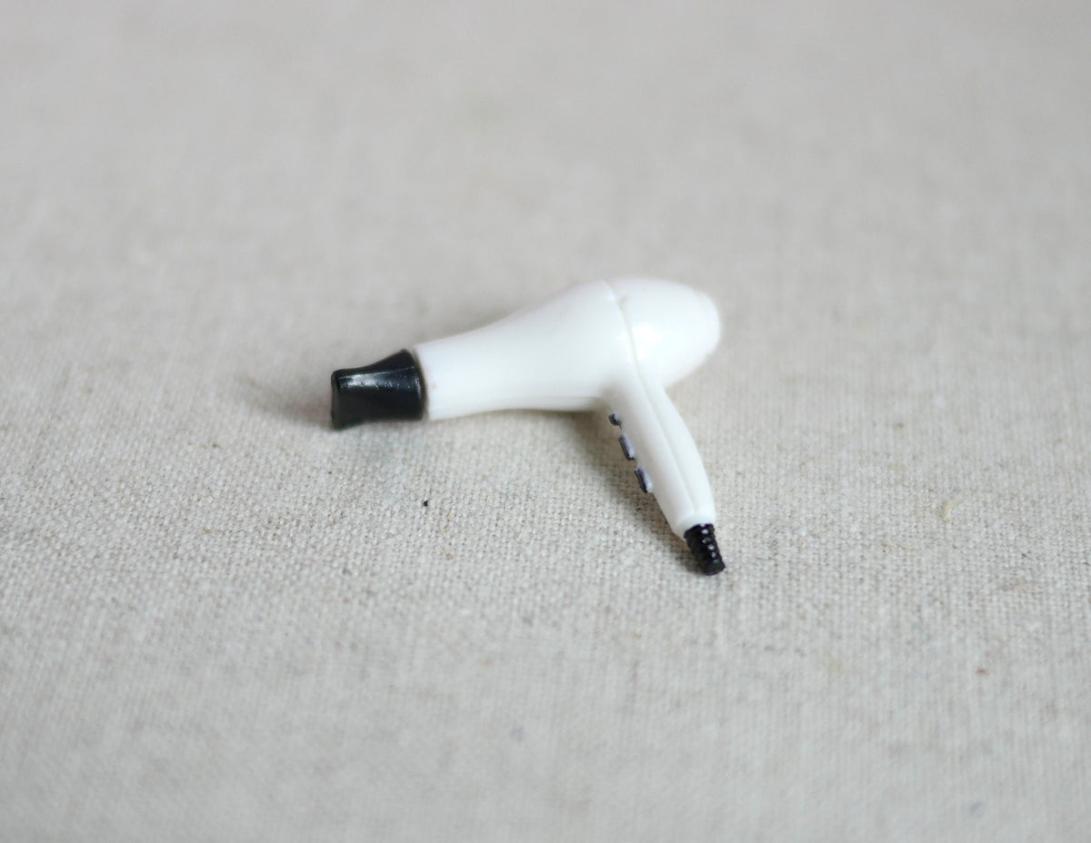 1:12 Scale Miniature Hair Dryer, 1 inch long, DIY Dollhouse Supply (white and black)