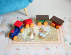 1:12 Scale Miniature Wood Toy Train, Engine and Carriages, 4-5/16 inch long, DIY Dollhouse Supply (multicolor)