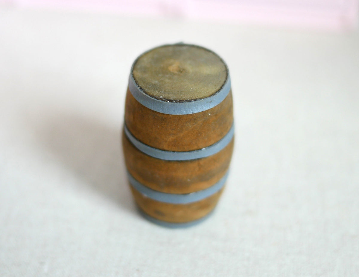 1:12 Scale Miniature Wood Wine Barrel, 1-15/16 inch tall, DIY Dollhouse Supply