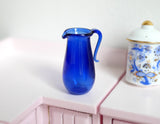 1:12 Miniature Dollhouse Blue Glass Pitcher / Blue Glass Jug / Dollhouse Kitchen F059