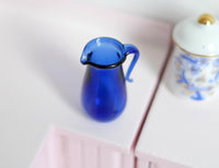 1:12 Miniature Dollhouse Blue Glass Pitcher / Blue Glass Jug / Dollhouse Kitchen F059