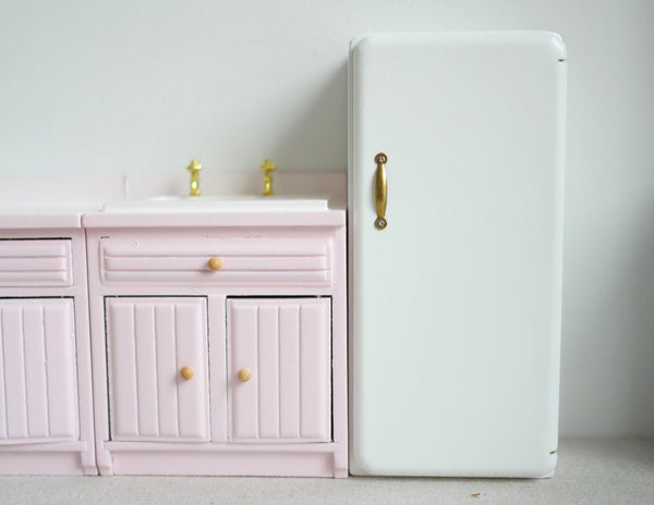 Dollhouse Fridge Refrigerator Column Style Cooler Freezer with 4 Shelves 1:12 Miniature - J012