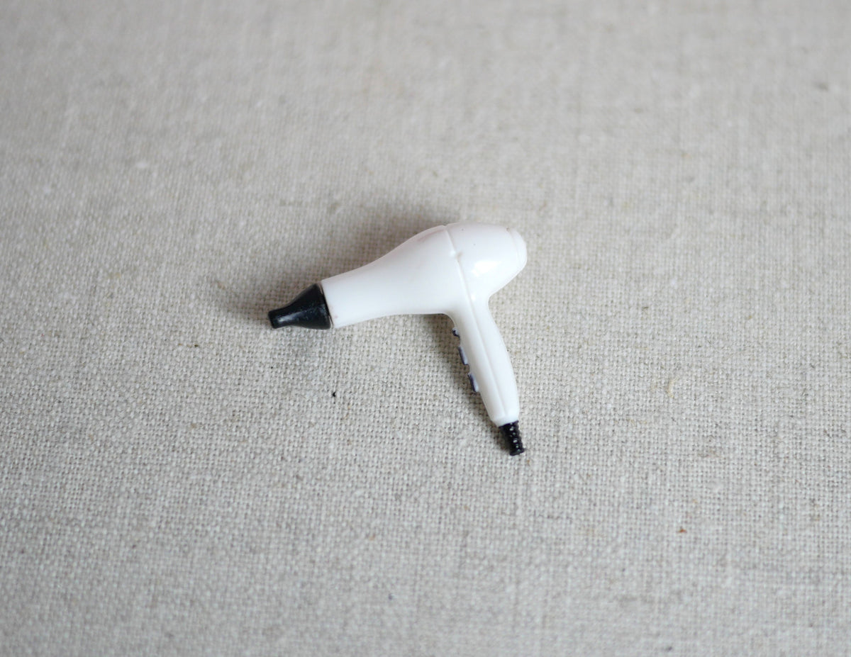 1:12 Scale Miniature Hair Dryer, 1 inch long, DIY Dollhouse Supply (white and black)