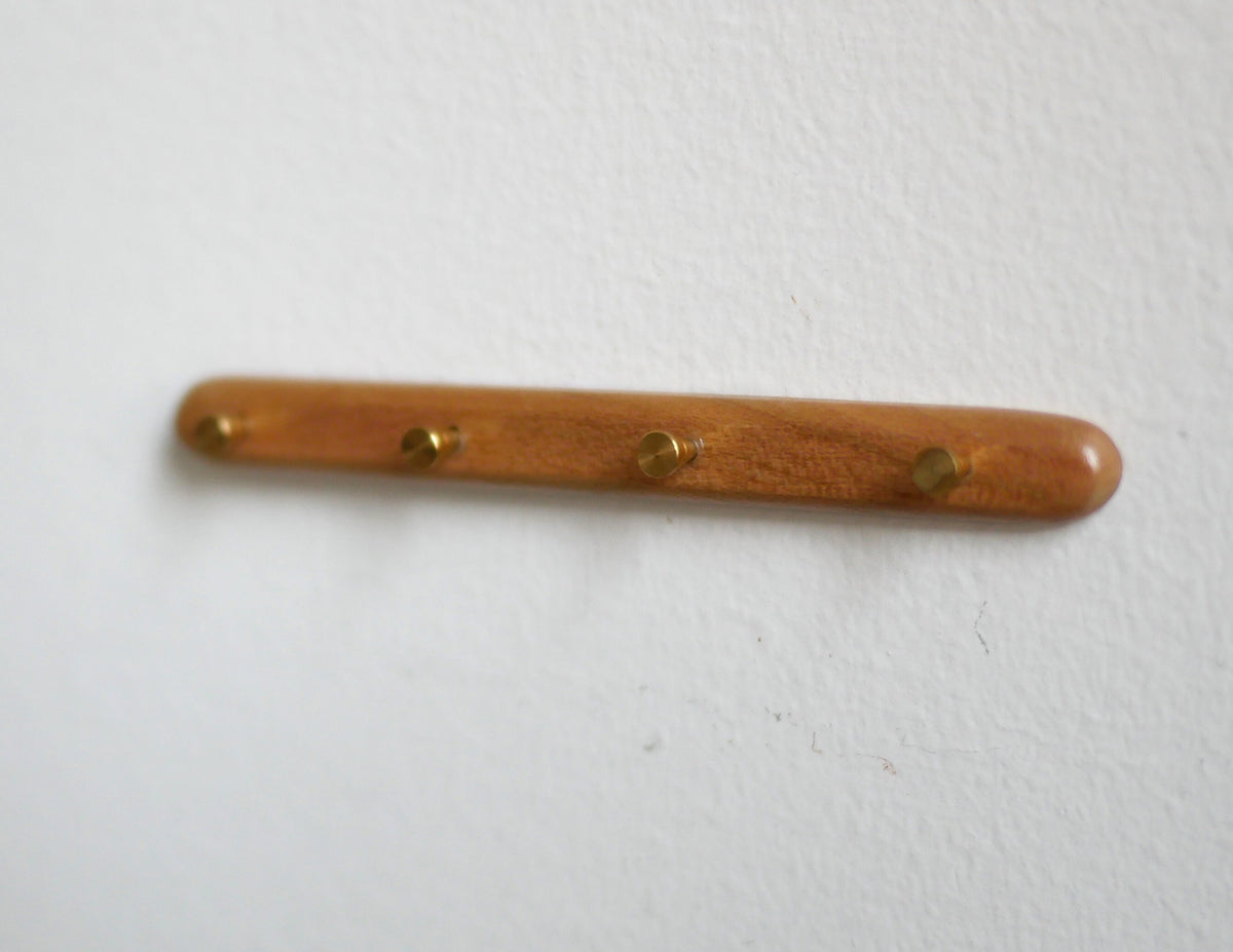 1:12 Scale Miniature Wood Wall Coat Rack, 4 Pegs, 3-11/16 inch long, DIY Dollhouse Supply (brown)