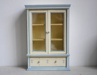1:12 Dollhouse miniature French style wooden cabinet with glass doors functional drawer miniature cabinet - TS2D
