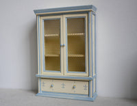 1:12 Dollhouse miniature French style wooden cabinet with glass doors functional drawer miniature cabinet - TS2D