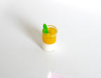 1:12 Scale Miniature Mango Summer Drink with Ice and Lime Garnish, 1/2 inch tall, DIY Dollhouse Supply (glass)