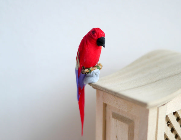1:12 scale Miniature Dollhouse Supplies Red Parrot, miniature bird - D085