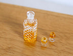 1:12 Scale Miniature Round Faceted Whiskey Decanter with 2 Glasses, Set of 3, 1-1/16 inch tall, DIY Dollhouse Supply
