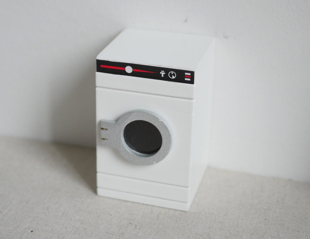 1:12 Scale Miniature Wood Front Load Washing Machine with Swing Door, 2-3/4 inch tall, DIY Dollhouse Supply (white)