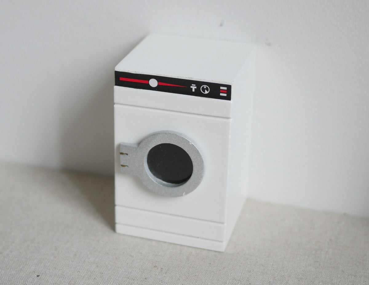 1:12 Scale Miniature Wood Front Load Washing Machine with Swing Door, 2-3/4 inch tall, DIY Dollhouse Supply (white)