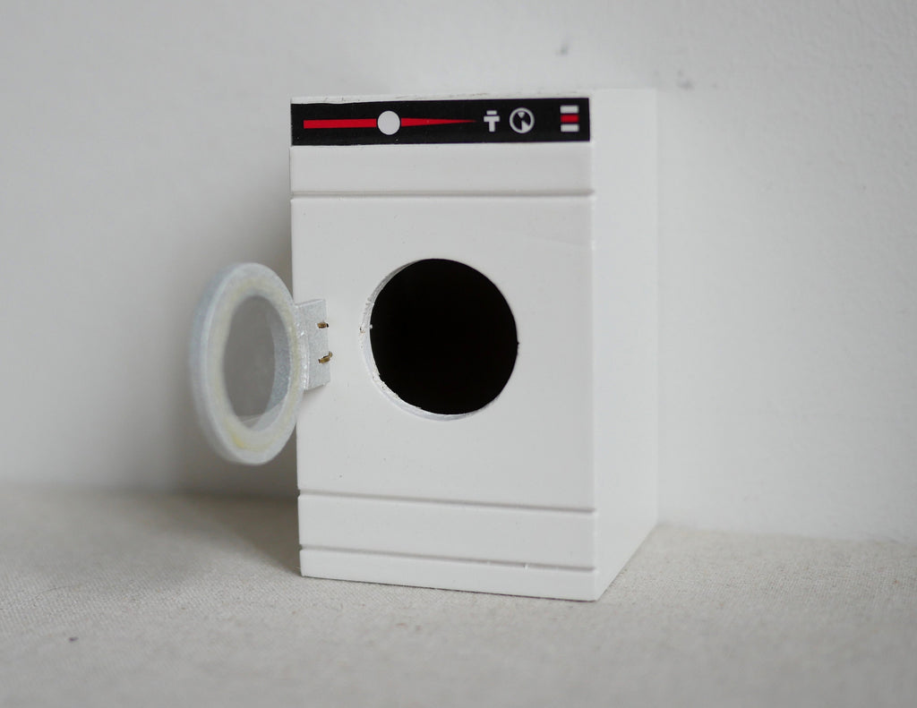 1:12 Scale Miniature Wood Front Load Washing Machine with Swing Door, 2-3/4 inch tall, DIY Dollhouse Supply (white)