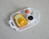 1:12th Dollhouse Supplies miniature breakfast, Toast and eggs tray food dish 1 12th scale - E021
