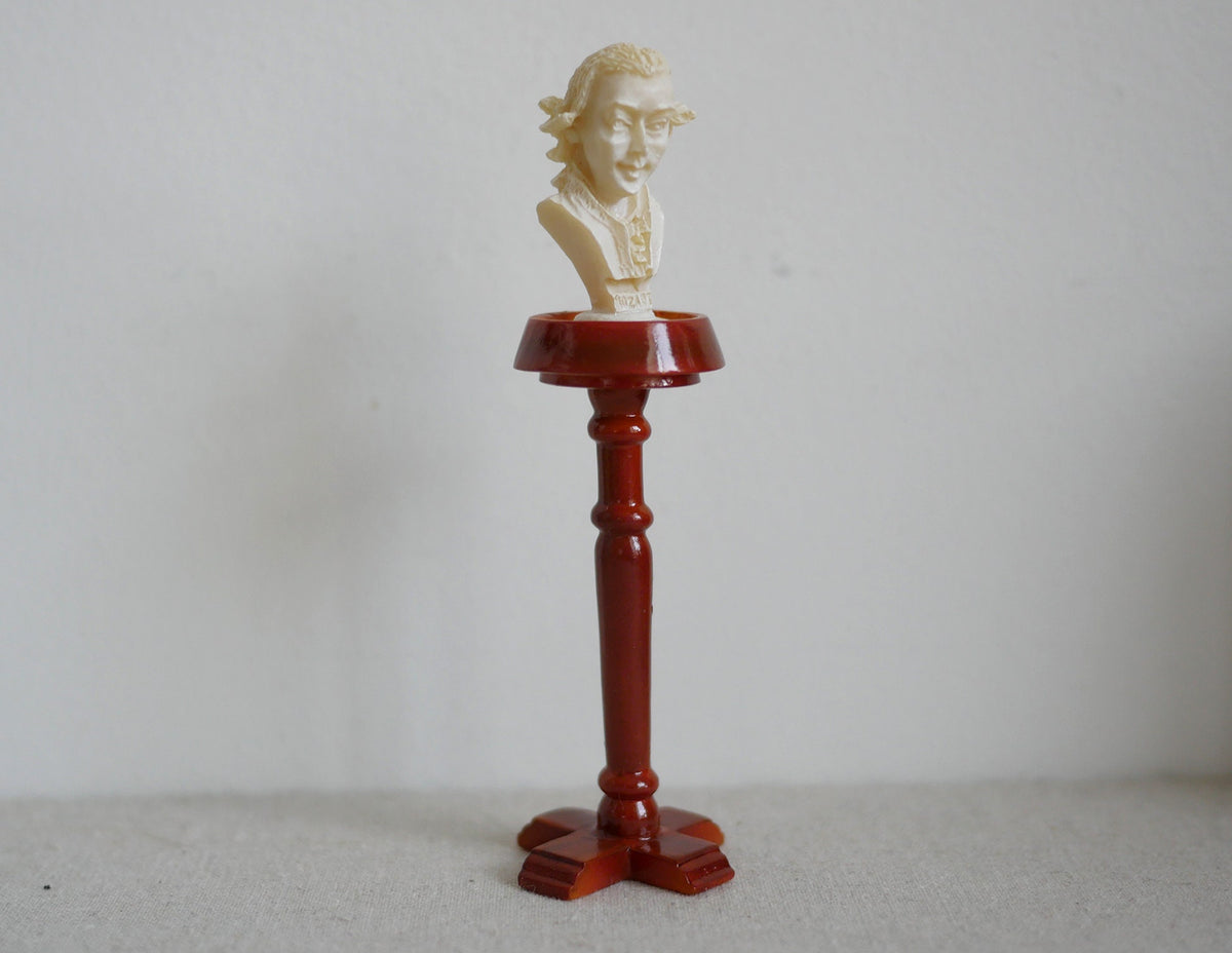 1:12 Scale Miniature Bust Sculpture on Tall Wood Pedestal, 4-3/4 inch tall, DIY Dollhouse Supply (white)