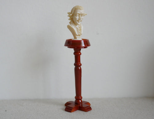 1:12 Scale Miniature Bust Sculpture on Tall Wood Pedestal, 4-3/4 inch tall, DIY Dollhouse Supply (white)