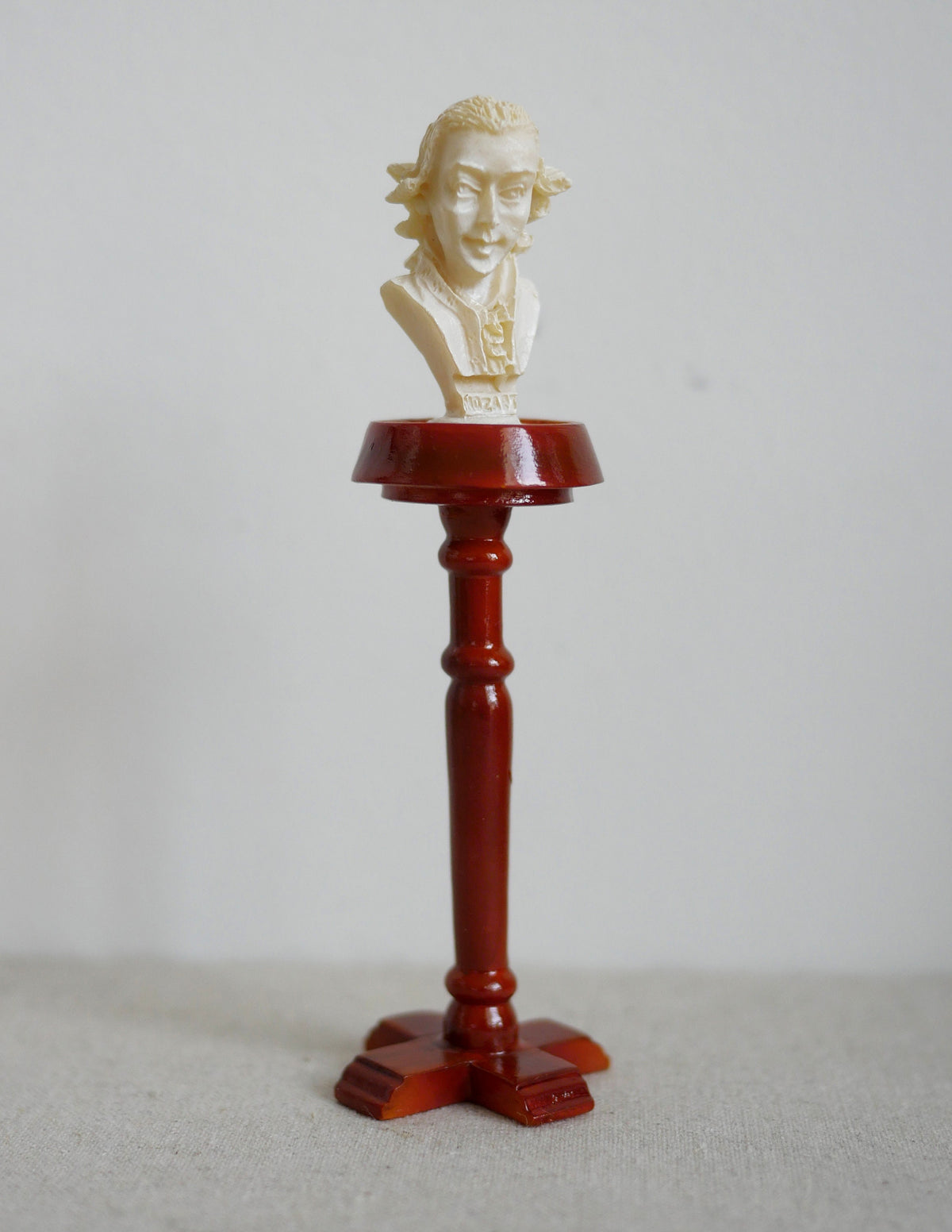 1:12 Scale Miniature Bust Sculpture on Tall Wood Pedestal, 4-3/4 inch tall, DIY Dollhouse Supply (white)