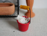 Dollhouse miniature 1:12 small metal bucket with towel (glued together) - E031