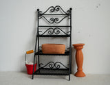 Dollhouse Supplies miniature black gardening tool rack, Kitchen Storage rack, Miniature Baker's Rack (accessories not included) G012
