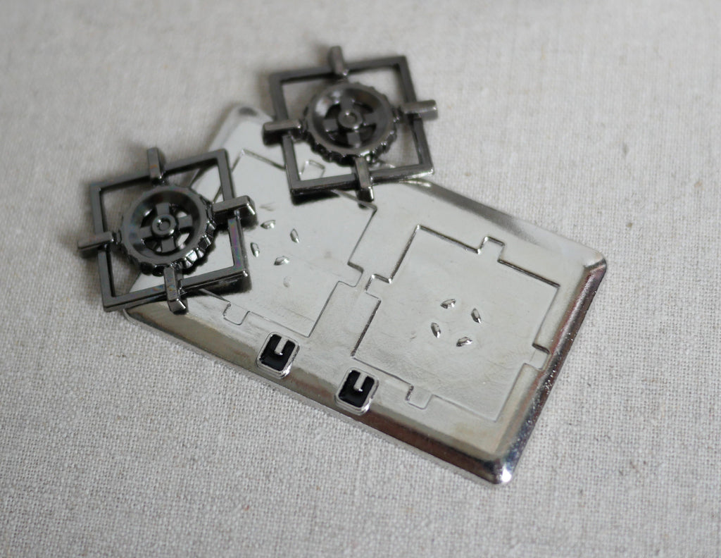 1:12 Scale Miniature Metal 2 Burner Cooktop with Grates, 2-3/8 inch long, DIY Dollhouse Supply
