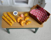 1:12th Dollhouse miniature breakfast set, Jam and fruit on basket 1 12th scale - E022