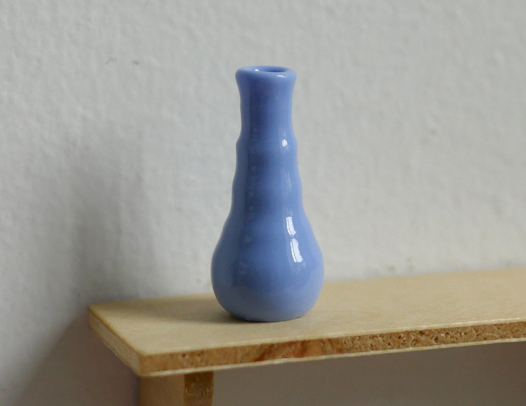 1:12 Scale Miniature Bud Vase, Narrow Neck, 1-1/8 inch tall, DIY Dollhouse Supply (periwinkle blue)