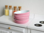 Bol miniature en céramique à l'échelle 1:12, intérieur blanc, 3,2 cm de large, accessoire pour maison de poupée DIY (rose)