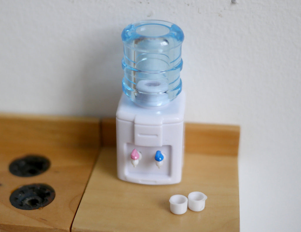 1:12 Scale Miniature Water Dispenser with Bottle, Non Working, 2 inch tall, DIY Dollhouse Supply (white)