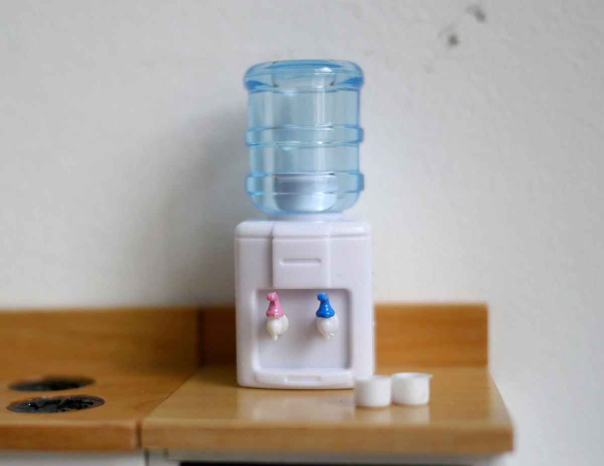 1:12 Scale Miniature Water Dispenser with Bottle, Non Working, 2 inch tall, DIY Dollhouse Supply (white)