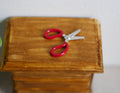 1:12 Scale Miniature Scissors, 7/8 inch long, DIY Dollhouse Supply (red)