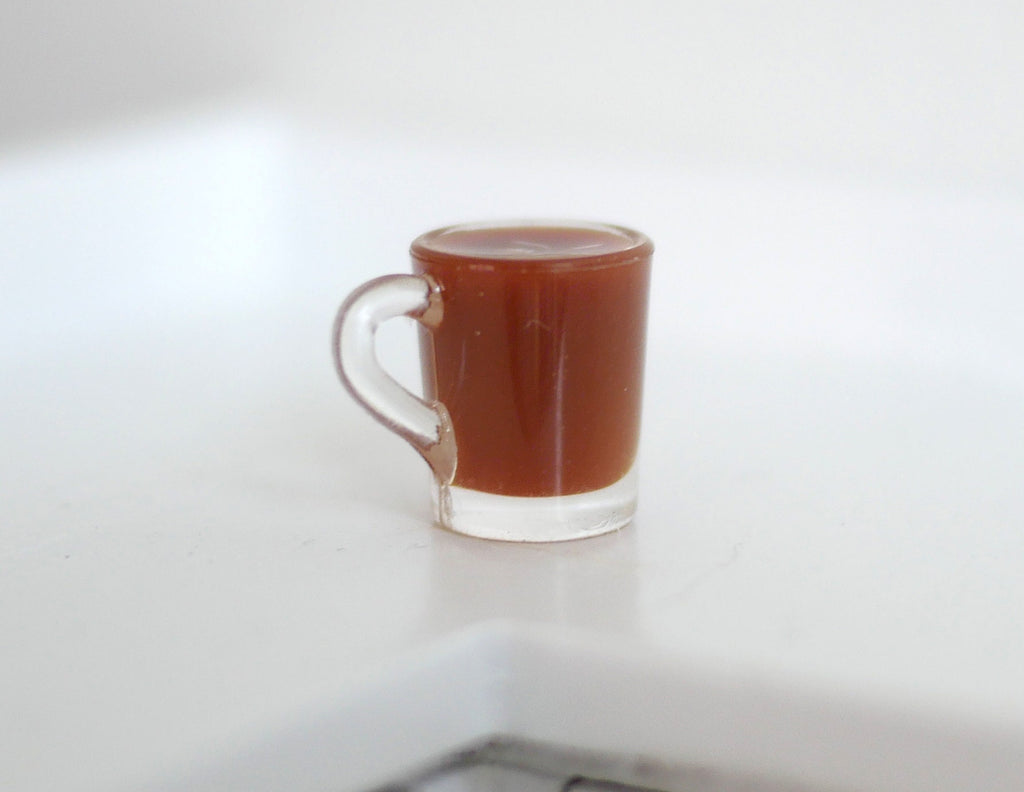 1:12 Scale Miniature Clear Mug of Hot Chocolate, 1/2 inch tall, DIY Dollhouse Supply