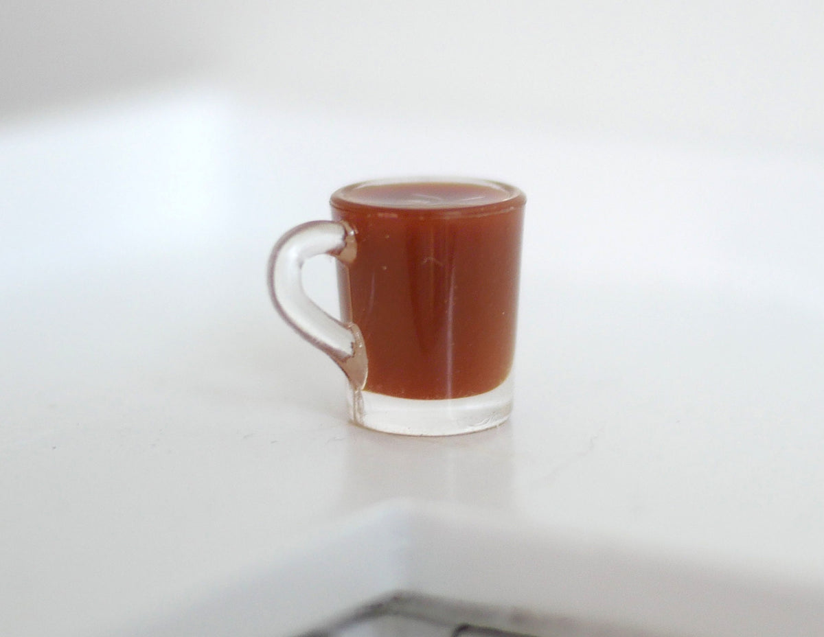 1:12 Scale Miniature Clear Mug of Hot Chocolate, 1/2 inch tall, DIY Dollhouse Supply